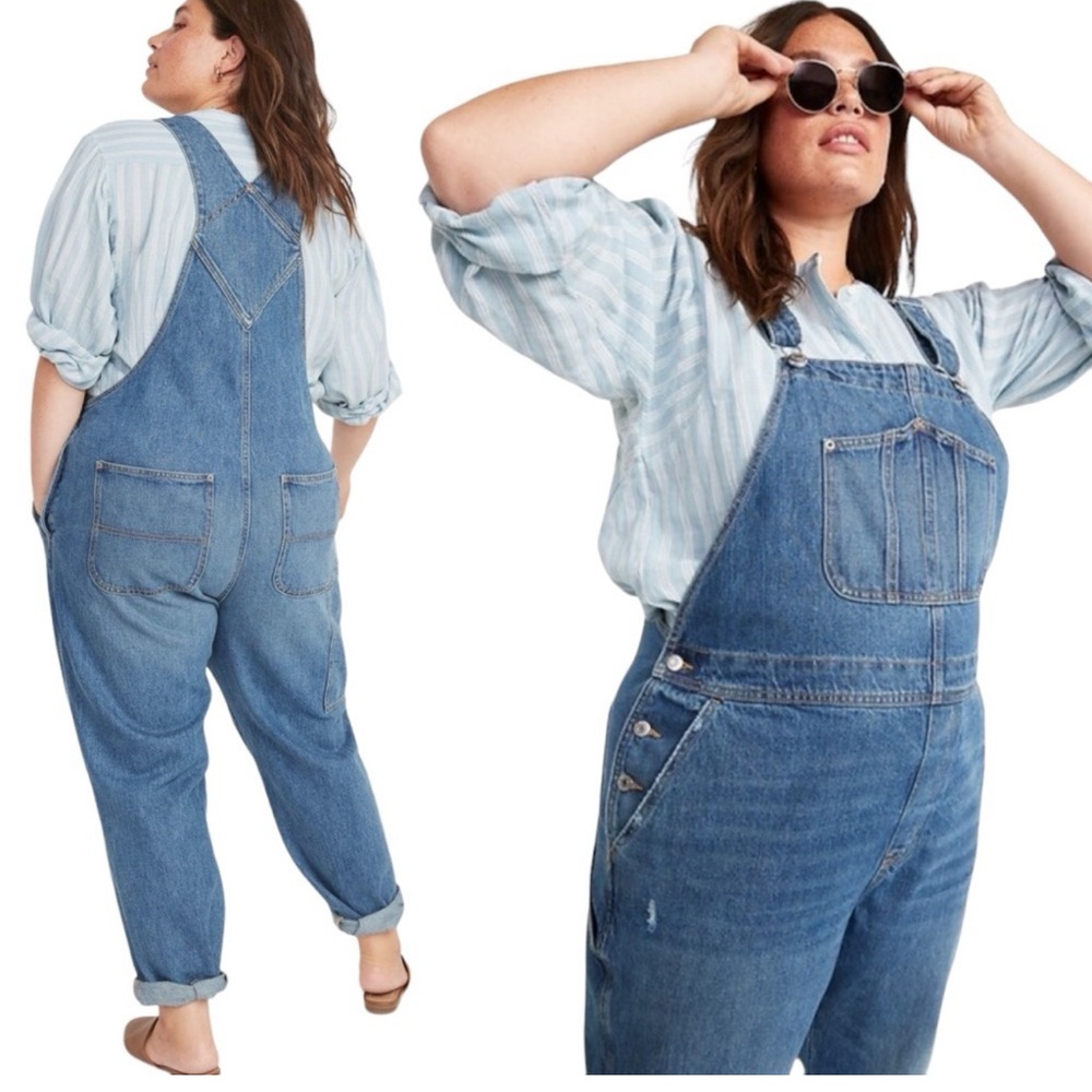Old Navy Slouchy Straight Jean Overalls in Blue Margarita Size 18
